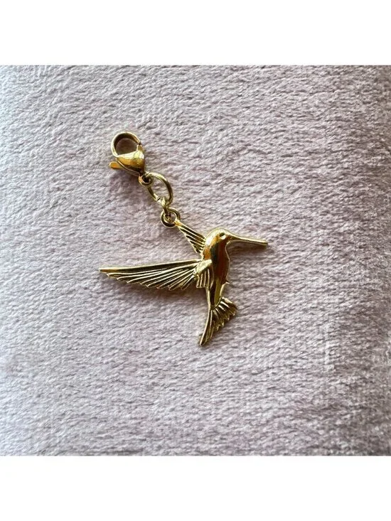 Hummingbird Charm 18K PVD Gold Stainless Steel Lobster Claw Clasp Waterproof - Picture 9 of 11